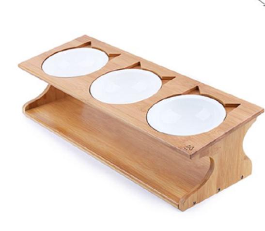 Simple Bamboo Triple Ceramic Bowl